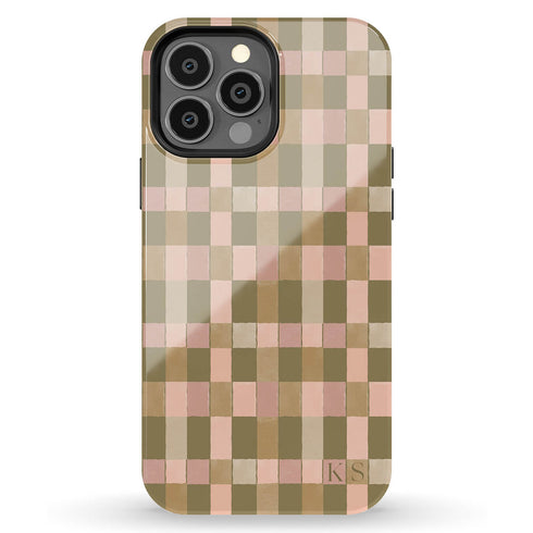 Custom Initials Tartan Plaid Checkerboard iPhone Case